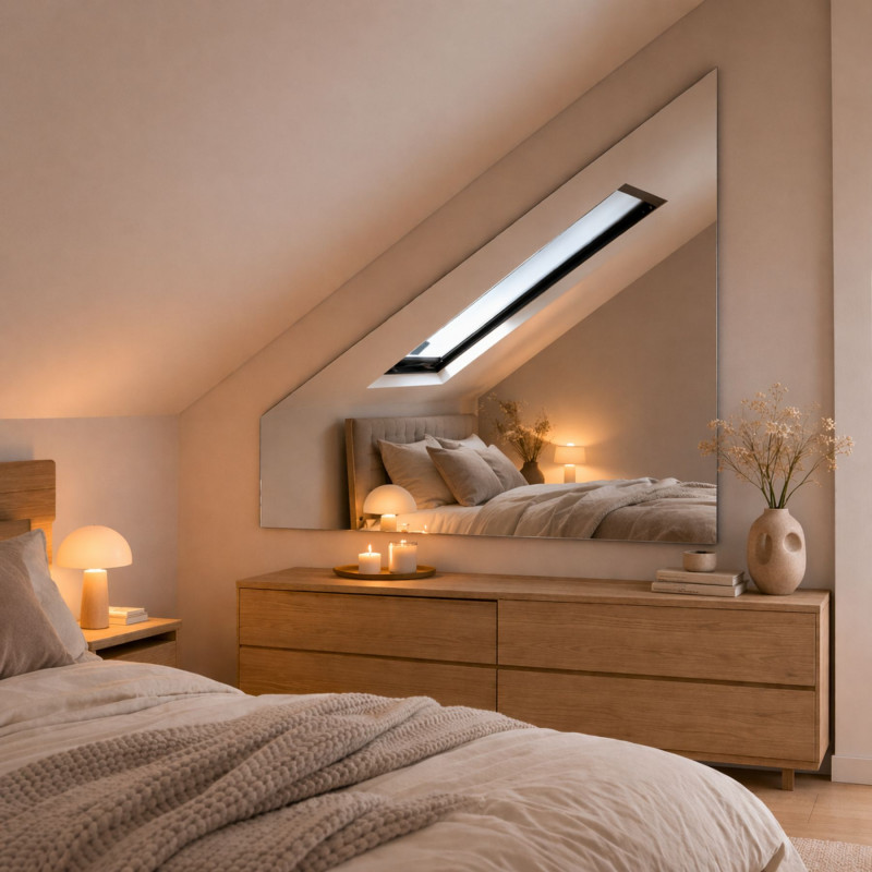 Miroir sur mesure chambre en sous pente