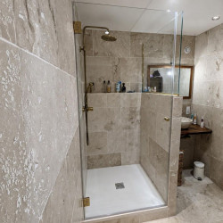 Porte de douche pivotante en verre 8mm trempé sur mesure - TRIGO