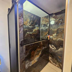 Paroi de douche sur mesure FENESTRA - bronze brossé