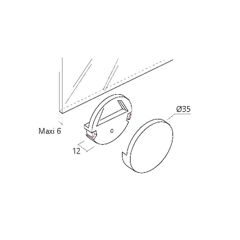 Pièce de fixation de miroir - PI - Diam. 35mm